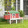 Wooden Chicken Coop Hen House Poultry Cage for Outdoor Backyard with Raised Garden Bed, Run Area, Nesting Box and Removable Tray, White/Red
