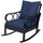 Outdoor Wicker Rocking Chair, Porch Rocker Chair with Padded Cushions and Armrest, Navy Blue