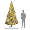 9' Prelit Artificial Flocked Christmas Trees, with Snow Frosted Branches, Warm White LED Lights, Auto Open