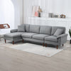 L Shape Sofa, Modern Sectional Couch with Reversible Chaise Lounge, Pillows and Wooden Legs for Living Room, Gray