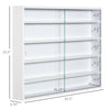 5-storey Wall Shelf Display Cabinet w/2 Glass Doors and 4 Adjustable Shelves, White