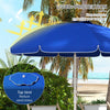 5.7' Beach Umbrella for Travel with Tilt, Adjustable Height, 2 Cup Holders, Hook, Vent, Ruffles, Sapphire Blue