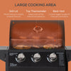Outdoor 3 Burner Gas Grill Portable Barbecue Trolley w/ Wheels, Warming Rack, Shelves, Cabinet, Thermometer, Black