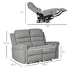 Modern 2 Seater Manual Reclining Sofa Loveseat Couch with Linen Fabric and Thick Sponge Padding for Living Room, Grey