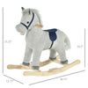 Kids Rocking Horse, Plush Baby Ride on Horse Toddler Rocker for 36-72 Months, Boys Girls Gift, Gray/White