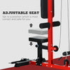 Lat Pull Down Machine, High / Low Pulley Machine with Adjustable Seat and Flip-Up Footplate, Red