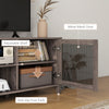 Industrial TV Cabinet Stand for TVs up to 65", Entertainment Center with Mesh Doors and  Shelves for Living Room, Brown
