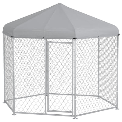 9.2' x 8' x 7.7' Dog Kennel Outdoor for Medium and Large-Sized Dogs with Waterproof UV Resistant Roof, Silver