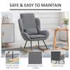 Modern Rocking Chair with Removable Lumbar Pillow Fabric Sofa Armchair with Thick Padding, Metal Frame, Wood Base for Living Room, Light Grey