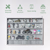 5-Tier Glass Display Cabinet, Wall-Mounted Display Glass Case with 2 Doors and Adjustable Shelves, Gray