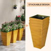 Set of 3 Tall Planters, 22" Outdoor Planter with Drainage Holes, Plastic Flower Pots for Outdoor, Indoor, Brown