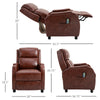 Massage Chair and ReclinerPadded Seat Cushion 165° Reclining Sofa with Side Pocket for Living Room, PU Leather, Remote Control, Light Brown