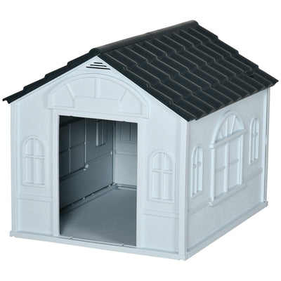 Pet House Water Resistant Puppy Shelter with Door for Indoor Outdoor, Easy to Assemble, for Small/Medium Dogs, Gray