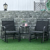 Outdoor Glider Chairs with Coffee Table, Patio 2-Seat Rocking Chair Swing with Breathable Sling for Backyard, Garden and Porch, Black