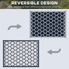 Reversible Outdoor RV Rug, 9' x 12' Patio Floor Mat, Plastic Straw Rug for Backyard, Deck, Picnic, Beach, Camping, Blue & White