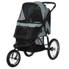 Pet Stroller for Small Dogs with Adjustable Canopy, 3 Big Wheels, Foldable Cat Stroller with Safety Tether, Storage Basket, Gray