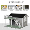 Wooden Outdoor Dog House, 2-Tier Raised Pet Shelter, with Stairs, Weather Resistant Roof, and Balcony, for Medium, Large Sized Dogs Up To 55