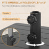 3-in-1 Outdoor Umbrella Base with Wheels and Handles, End Table, Flower Box Planter with Hole, 175 lbs. Capacity, Black