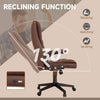 Massage Office Chair, Reclining Desk Chair with 6 Vibration Points and 3 heating modes, Armrest and Remote, Brown