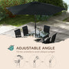 8 Pieces Patio Furniture Set with 9Ft Patio Umbrella, Outdoor Dining Table and Chairs, Black