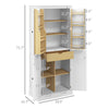 72" Kitchen Pantry Storage Cabinet, Modern Tall Kitchen Cabinet with 5-tier Storage Shelving, 8 Spice Racks, Drawer