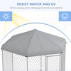 9.2' x 8' x 7.7' Dog Kennel Outdoor for Medium and Large-Sized Dogs with Waterproof UV Resistant Roof, Silver