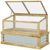 Raised Garden Flower Bed Kit with Lean-to Greenhouse, Wooden Cold Frame Planter, Raised Flower Planter Shelf, 41" x 22.5" x 28.25", Natural
