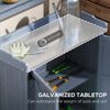 Outdoor Wooden Potting Bench with Storage Cabinet, Shelf, Galvanized Plated Tabletop for Backyard, Balcony, Gray