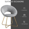 Modern Accent Velvet Chair Open Curved Mid-Back Upholstered Vanity Chair with Gold Plating Metal Legs for Living Room/Office/Reception, Grey