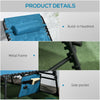 Folding Chaise Lounge Set with Reclining Back, 25.6" x 74" x 14.2", Sky Blue