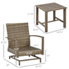 Patio Bistro Set, Porch Furniture with Soft Cushions and Rocking Function for Yard, Lawn, Porch, Brown