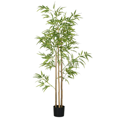 6ft Artificial Tree, Indoor Outdoor Fake Bamboo with Pot, for Home Office Living Room Decor