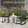Porch Rocker Chairs Set of 2, 350 lbs. Wooden Outdoor Rocking Chairs with High Back for Garden, Patio, Balcony, Black