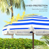 6.2' Beach Umbrella for Travel, Vent, Ruffles, Carry Bag, Portable Outdoor Umbrella for Garden, Blue