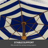 6.2' Beach Umbrella for Travel, Vent, Ruffles, Carry Bag, Portable Outdoor Umbrella for Garden, Blue