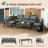 Patio Furniture Set 4 Pieces, Outdoor Conversation Set with Water-Resistant Cushions, Coffee Table, 3-Seater Sofa, 2 Chairs