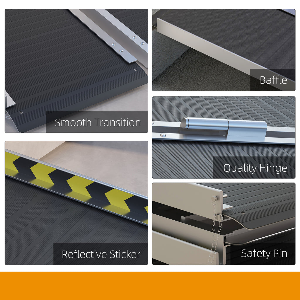 8FT Wheelchair Ramp, Non-Slip Folding Aluminum Threshold Ramp, 600lbs