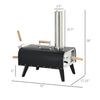 Pellet Wood Fired Pizza Oven, Outdoor Pizza Maker with 12" Stone, Peel and Waterproof Cover, Black