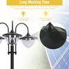 3-head LED Solar Light Lamp Street Light Post with Planter, Solar-powered Lamp Post, Black