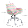 Vanity Chair, Fluffy Unicorn Office Desk Chair with Mid-Back, Armrest & 5 Smooth Nylon Casters for Home Makeup Room, Swivel Chair, Rainbow
