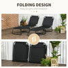 Folding Chaise Lounge Pool Chairs, Set of 2 Outdoor Sun Tanning Chairs, 5-Position Reclining Back & Oxford Fabric for Beach, Patio, Black