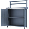 Outdoor Wooden Potting Bench with Storage Cabinet, Shelf, Galvanized Plated Tabletop for Backyard, Balcony, Gray