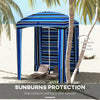 5.8' x 5.8' Cabana Umbrella with Single-top, Vented Windows, Ruffles, Carry Bag, Outdoor Umbrella, Blue Strip