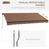 12' x 10' Retractable Awning, 280gsm UV Resistant Sunshade Shelter for Deck, Balcony, Yard, Coffee