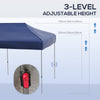 10' x 20' Pop Up Canopy Tent, Outdoor Easy up Tent with 3-Level Adjustable Height, Wheeled Carry Bag, Dark Blue