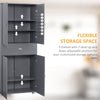 71" Freestanding Kitchen Pantry Cabinet with 2 Large Double Door Cabinets  and 1 Center Drawer, Grey