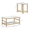 Coffee Tables Sets of 2, Rectangle and Round Coffee Table with Storage Shelves, Faux Marble Top, Living Room Table Set, White