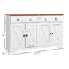 Sideboard Buffet with 2 Drawers, 4 Barn Doors and 2 Adjustable Shelves, Kitchen Buffet Cabinet for Living Room, White