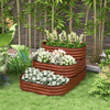 3-Tier Raised Garden Bed with Safety Edging, Open Bottom for Vegetables, Fruit, Herbs, Flowers, 62.25"x43"x32.25", Brown