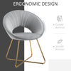 Modern Accent Velvet Chair Open Curved Mid-Back Upholstered Vanity Chair with Gold Plating Metal Legs for Living Room/Office/Reception, Grey